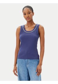 Marella Top Dede 2515941032 Granatowy Regular Fit. Kolor: niebieski. Materiał: bawełna