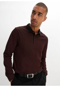 bonprix - Shirt polo, długi rękaw. Typ kołnierza: polo. Kolor: czarny. Długość rękawa: długi rękaw. Długość: długie. Wzór: nadruk