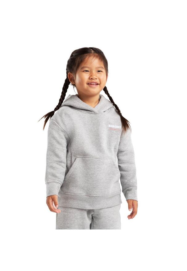 SIROKO - Dziewczęca bluza dresowa z kapturem Lifestyle Siroko Monti-G. Okazja: na co dzień. Typ kołnierza: kaptur. Kolor: szary. Materiał: dresówka. Styl: casual