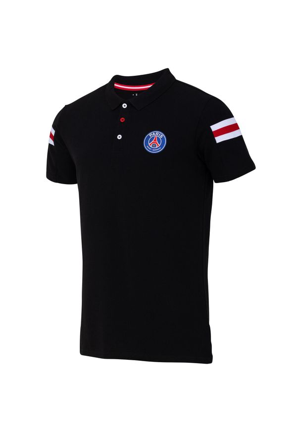 PSG - Paris Saint-Germain polo męskie. Typ kołnierza: polo. Kolor: czarny. Styl: elegancki. Sport: piłka nożna