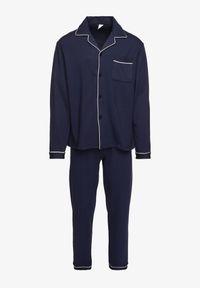 Renee - Granatowa Piżama z Bawełny Spodnie z Gumką w Pasie i Koszula Amiremi. Kolekcja: plus size. Kolor: niebieski. Materiał: bawełna #3