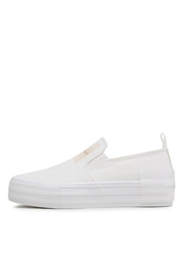 Calvin Klein Jeans Tenisówki Bold Vulc Flatf Slipon Wn YW0YW01040 Biały. Kolor: biały. Materiał: materiał