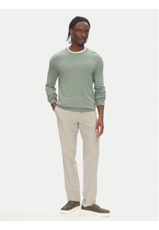 Lindbergh Sweter 30-80043 Beżowy Slim Fit. Kolor: beżowy. Materiał: wiskoza