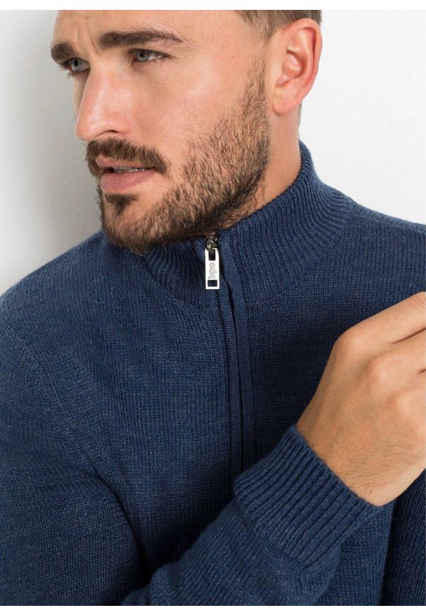 bonprix - Cienki kardigan. Typ kołnierza: kołnierzyk stójkowy. Kolor: niebieski