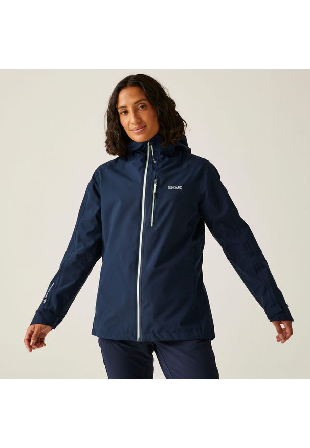 Regatta - Kurtka turystyczna przeciwdeszczowa damska Birchdale wodoodporna. Kolor: niebieski. Materiał: tkanina, poliester. Sport: turystyka piesza