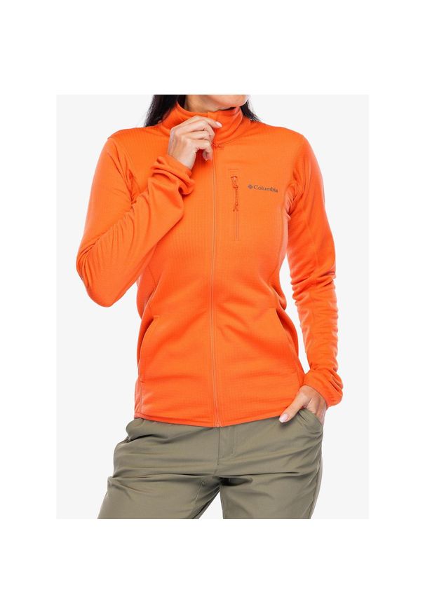 columbia - Bluza polarowa damska Columbia Essential Hike Grid Fleece Full Zip. Kolor: pomarańczowy. Materiał: polar. Sport: turystyka piesza
