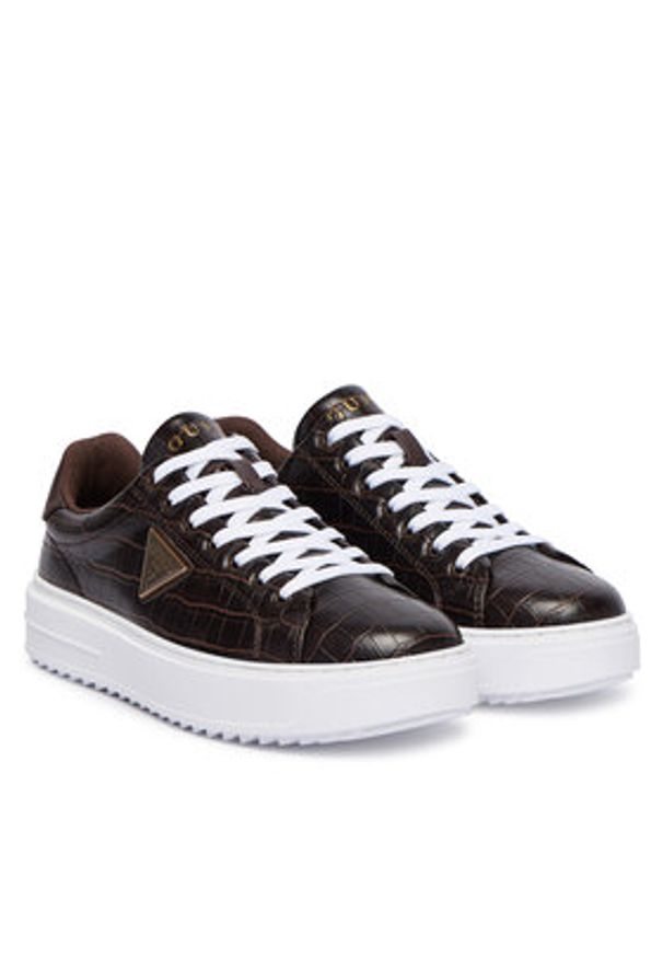 Guess Sneakersy FLFD15 PEL12 Brązowy. Kolor: brązowy. Materiał: skóra