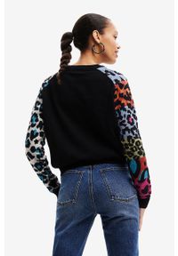 Desigual sweter damski kolor czarny lekki. Kolor: czarny. Materiał: bawełna. Długość rękawa: raglanowy rękaw #3