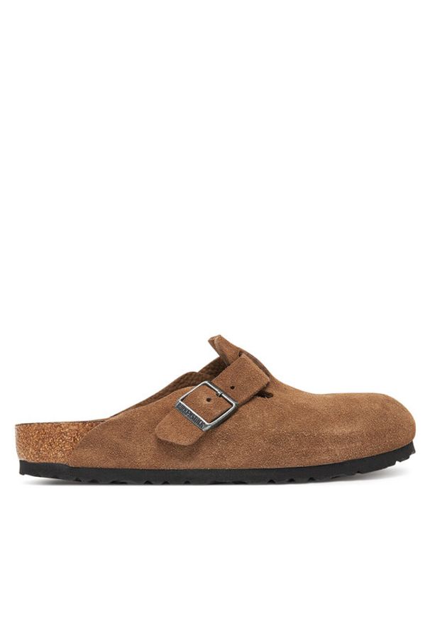 Birkenstock Klapki Boston Sfb 1030814 Brązowy. Kolor: brązowy. Materiał: zamsz, skóra