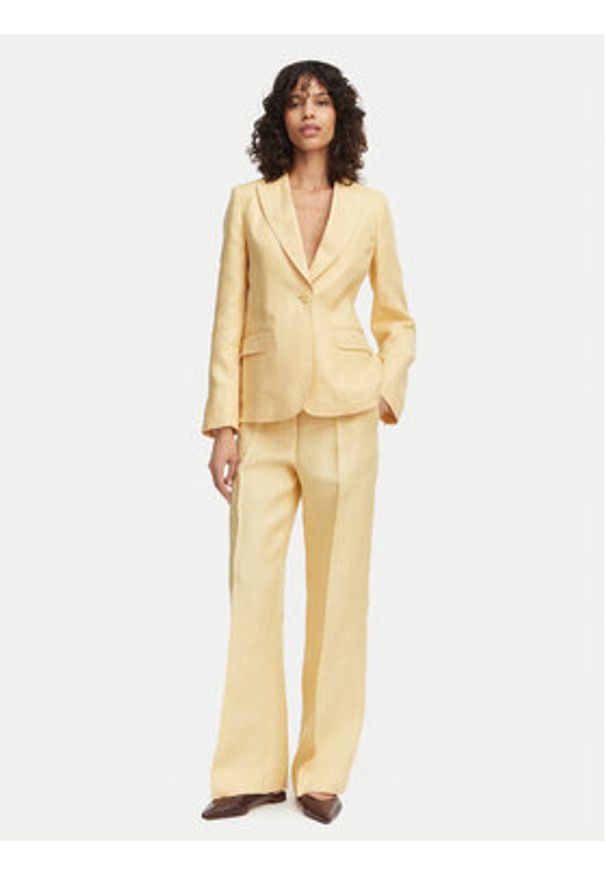 Weekend Max Mara Spodnie materiałowe Malizia 2615131112 Żółty Straight Fit. Kolor: żółty. Materiał: len