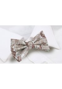 Mucha Męska z Poszetką - Chattier - Jasne Odcienie Beżu w Orientalny Wzór. Kolor: wielokolorowy, brązowy, beżowy. Styl: elegancki, sportowy #4