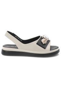 Sandały damskie S.Barski, ze skóry naturalnej licowej ozdobna klamra miękka podeszwa wygodny fason, beżowe, GR61-5932. Zapięcie: klamry. Kolor: beżowy. Materiał: skóra #6