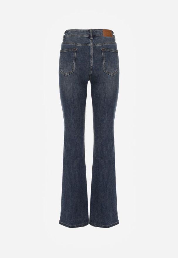 Renee - Niebieskie Jeansy z Domieszką Wiskozy o Kroju Flare High Waist Alendria. Okazja: na imprezę. Stan: podwyższony. Kolor: niebieski. Styl: elegancki