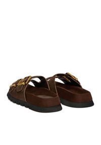 Badura Klapki EO-ALIVIA-LT2525-1 Brązowy ciemny. Kolor: brązowy. Materiał: skóra, zamsz #5
