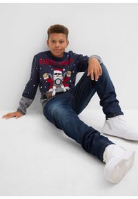 bonprix - Cienki sweter z motywem bożonarodzeniowym. Kolor: niebieski. Styl: wizytowy #2