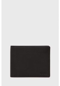 BOSS portfel skórzany męski kolor czarny. Kolor: czarny. Materiał: skóra. Wzór: gładki