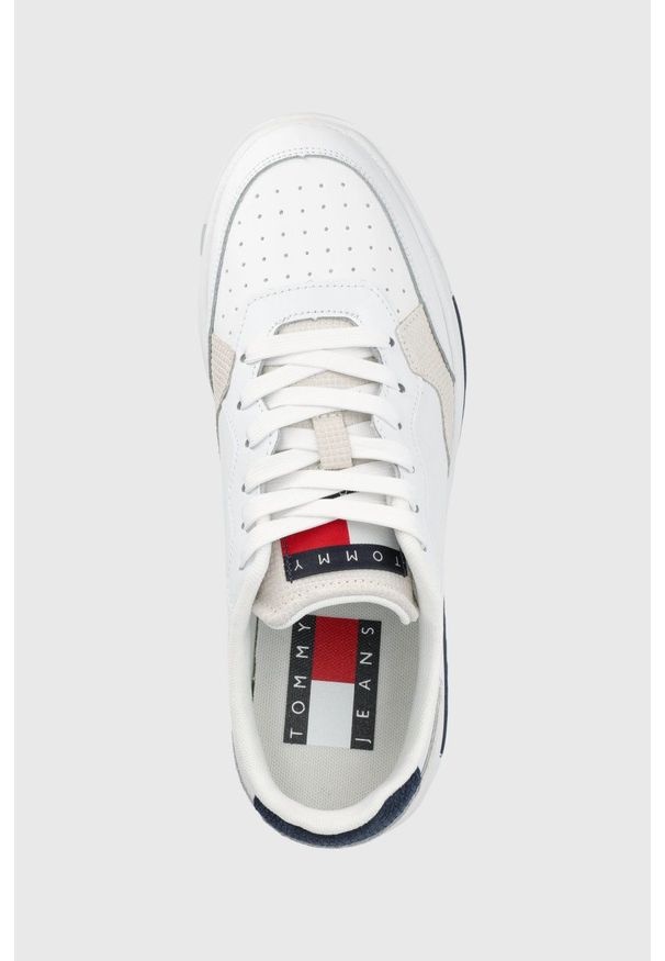 Tommy Jeans buty kolor biały. Nosek buta: okrągły. Zapięcie: sznurówki. Kolor: biały. Materiał: poliester, guma
