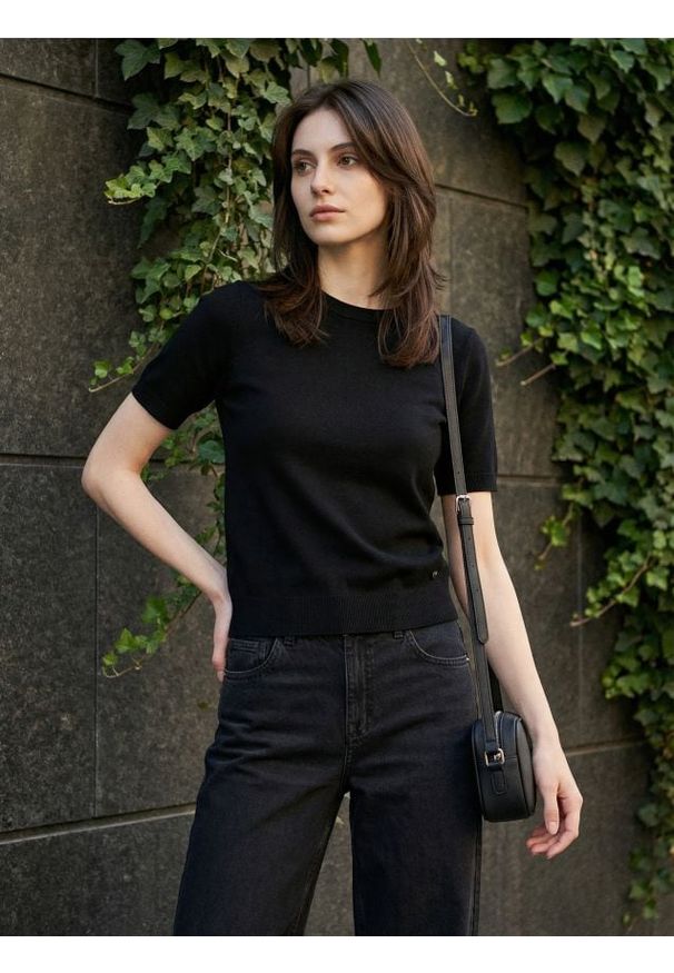 Sinsay - Bluzka swetrowa - czarny. Kolor: czarny