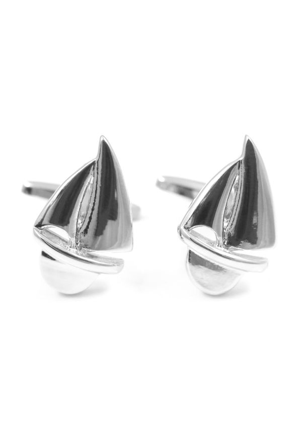 Modini - Srebrne spinki do mankietów - żaglówki U116. Kolor: srebrny