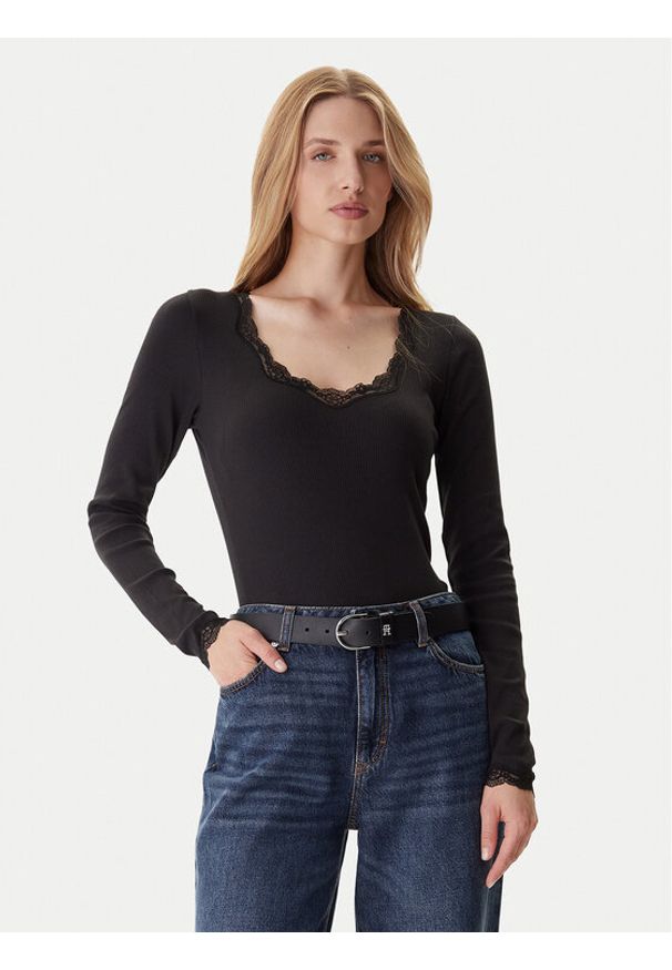 TOMMY HILFIGER - Tommy Hilfiger Bluzka UW0UW06071 Czarny Slim Fit. Kolor: czarny. Materiał: bawełna