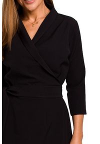 Style - Sukienka elegancka ołówkowa kopertowa midi z paskiem czarna. Kolor: czarny. Materiał: materiał, elastan. Typ sukienki: ołówkowe, kopertowe. Styl: elegancki. Długość: midi