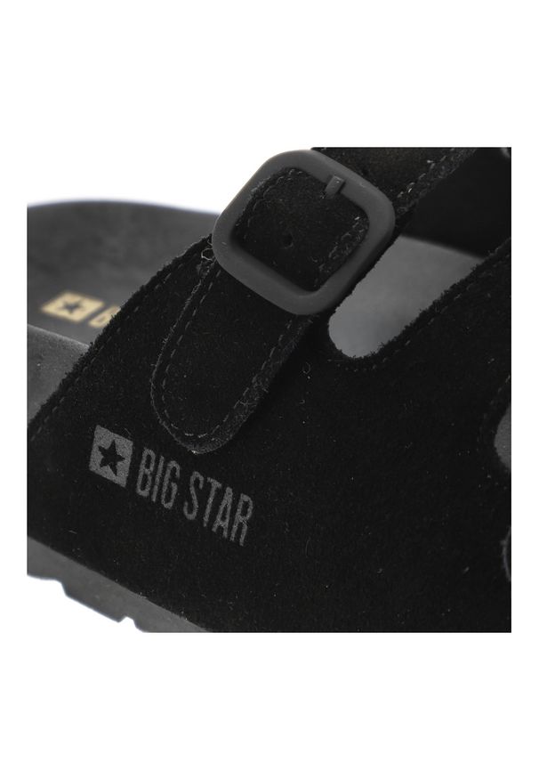 Big-Star - Klapki damskie Big Star, cholewka z materiału tekstylnego z dwoma regulowanymi paskami i sprzączkami, czarne, TT274531. Okazja: na co dzień. Kolor: czarny. Materiał: materiał. Wzór: paski. Sezon: lato. Styl: elegancki, casual, klasyczny