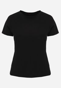 Born2be - Czarny Bawełniany T-shirt w Klasycznym Stylu Nedila. Kolor: czarny. Materiał: bawełna. Długość: długie. Styl: klasyczny #3