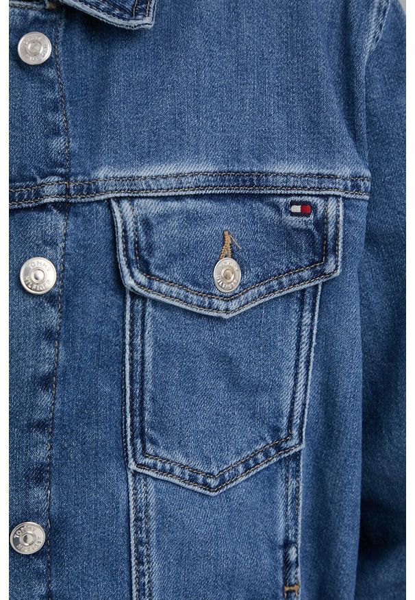 TOMMY HILFIGER - Tommy Hilfiger kurtka jeansowa damska przejściowa oversize. Kolor: niebieski. Materiał: jeans