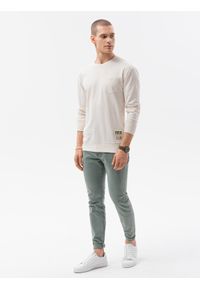 Ombre Clothing - Bluza męska bez kaptura - ecru V2 B1149 - XL. Typ kołnierza: bez kaptura. Materiał: bawełna, jeans, materiał, poliester. Wzór: melanż #6
