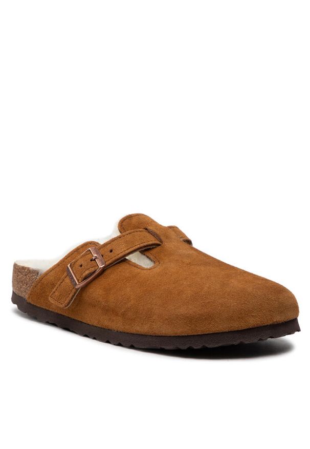 Birkenstock Klapki Boston Vl/Sheraling 1001141 Brązowy. Kolor: brązowy. Materiał: zamsz, skóra