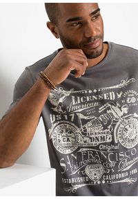 bonprix - T-shirt z czystej bawełny. Okazja: na co dzień. Kolor: szary. Materiał: bawełna. Wzór: nadruk. Styl: casual #2