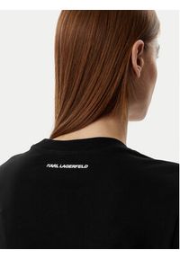 Karl Lagerfeld - KARL LAGERFELD Sukienka codzienna B2W13071 Czarny Regular Fit. Okazja: na co dzień. Typ kołnierza: dekolt w karo. Kolor: czarny. Materiał: bawełna. Typ sukienki: proste. Styl: casual #5