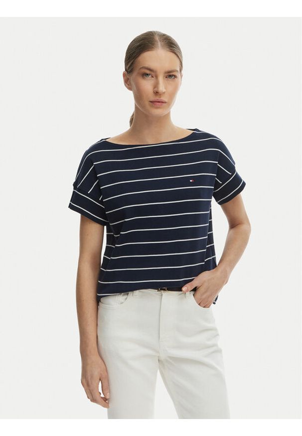 TOMMY HILFIGER - Tommy Hilfiger T-Shirt WW0WW49723 Granatowy Loose Fit. Kolor: niebieski. Materiał: bawełna