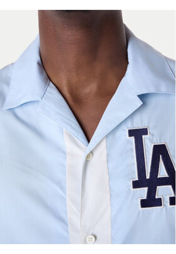 New Era Koszula LA Dodgers Stripe Revere 60596335 Biały Regular Fit. Kolor: biały. Materiał: bawełna