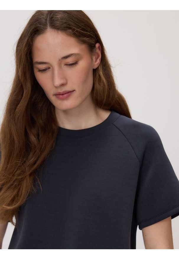 Reserved - T-shirt z modalem - ciemnoszary. Kolor: szary. Materiał: dzianina