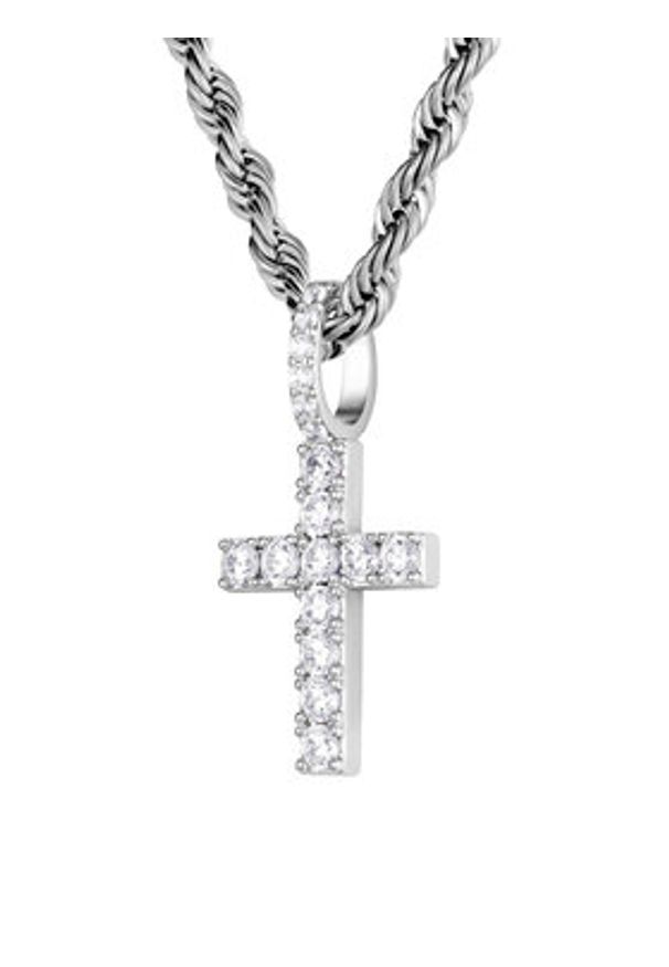 ICED STUFF Zawieszka Micro Diamond Cross Białe złoto. Materiał: metalowe. Kolor: biały, wielokolorowy, złoty