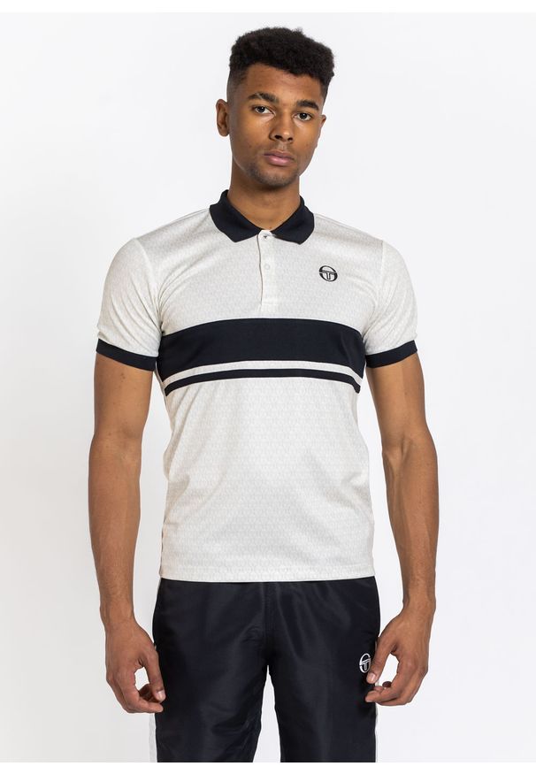 SERGIO TACCHINI - Koszulka męska Polo Sergio Tacchini Ansley (39089-100). Okazja: na co dzień, na spotkanie biznesowe. Typ kołnierza: polo. Kolor: biały. Materiał: dresówka. Styl: biznesowy, młodzieżowy, casual