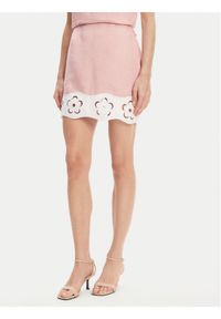 STAUD Spódnica mini Margaux R25S6138LN Różowy Regular Fit. Kolor: różowy. Materiał: len