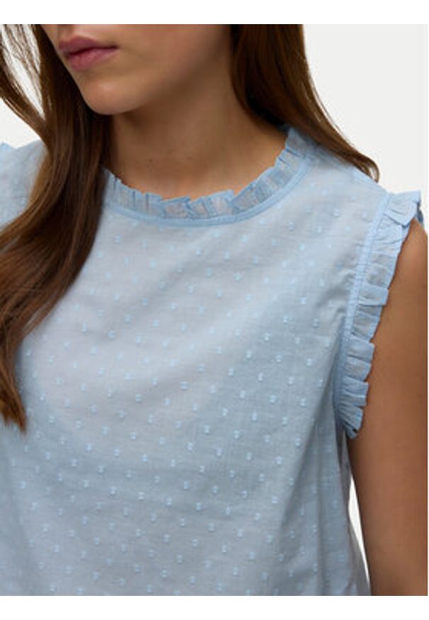 Vero Moda Top Trine 10342734 Niebieski jasny Regular Fit. Kolor: niebieski. Materiał: bawełna