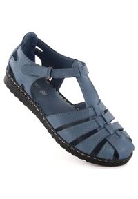 Skórzane sandały damskie pełne ażurowe niebieskie T.Sokolski A88. Kolor: niebieski. Materiał: skóra. Wzór: ażurowy. Styl: elegancki #5