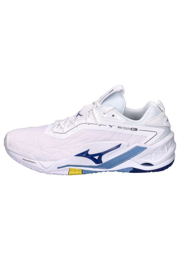 Buty halowe Mizuno Wave Stealth Neo. Kolor: niebieski, wielokolorowy, biały. Model: Mizuno Wave. Sport: piłka ręczna