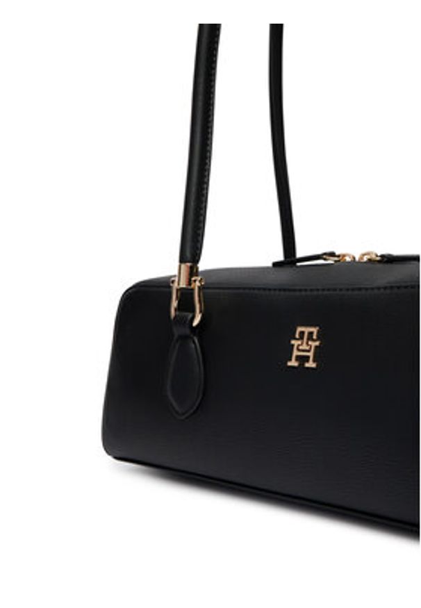 TOMMY HILFIGER - Tommy Hilfiger Torebka Th Grace Shoulder Bag AW0AW18748 Czarny. Kolor: czarny. Materiał: skórzane