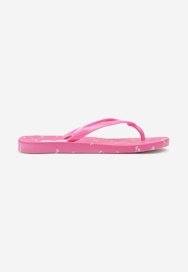 Born2be - Fuksjowe Japonki z Ozdobną Aplikacją na Podeszwie Pasethia. Okazja: na spacer. Kolor: różowy. Materiał: jeans. Wzór: aplikacja