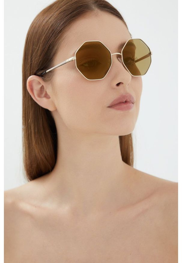 Armani Exchange Okulary przeciwsłoneczne 0AX2035S damskie kolor złoty. Kształt: okrągłe. Kolor: złoty