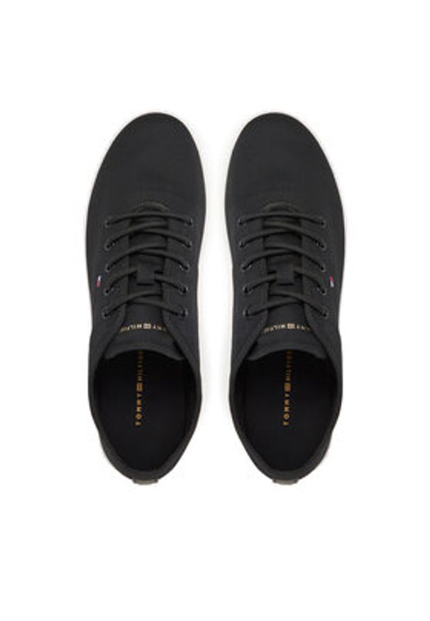 TOMMY HILFIGER - Tommy Hilfiger Tenisówki Canvas Lace Up Sneaker FW0FW08641 Czarny. Kolor: czarny. Materiał: materiał