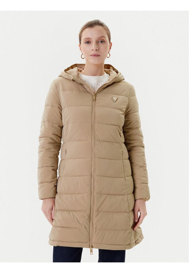 Guess Kurtka zimowa V4YL05 WF3X0 Beżowy Regular Fit. Kolor: beżowy. Materiał: syntetyk. Sezon: zima