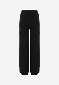 Born2be - Czarne Dzianinowe Spodnie o Szerokim Kroju ze Sznurkami Melatusa. Okazja: na co dzień. Stan: podwyższony. Kolor: czarny. Materiał: dzianina. Styl: klasyczny, casual, elegancki #6