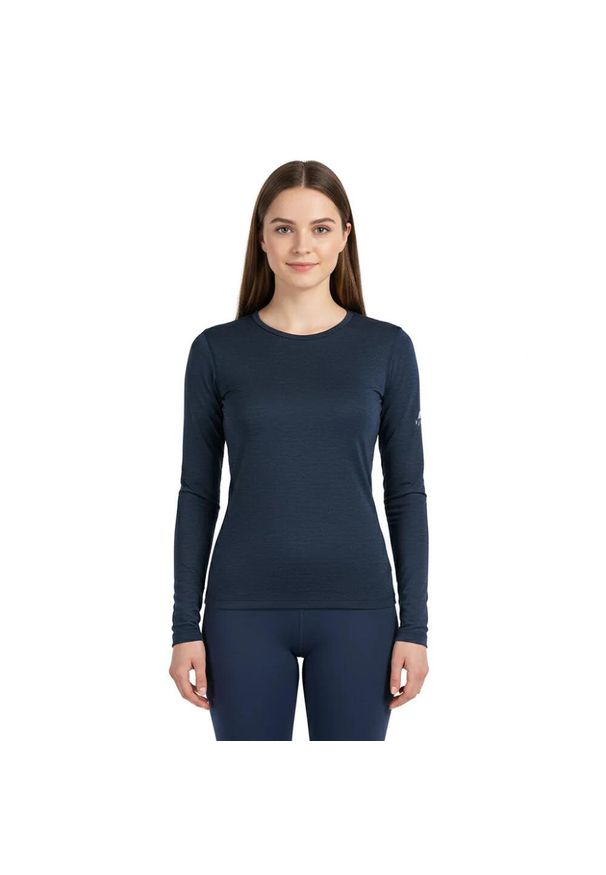 FJORK MERINO - Koszulka z długim rękawem damska 100% wełny merynosów - Bjork 210. Kolor: niebieski. Materiał: wełna. Długość rękawa: długi rękaw. Długość: długie. Sezon: zima. Sport: narciarstwo