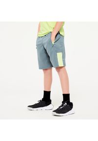 Decathlon - Spodenki dziecięce Domyos. Kolor: wielokolorowy, żółty, zielony. Materiał: poliester, materiał. Styl: elegancki, sportowy. Sport: fitness #1