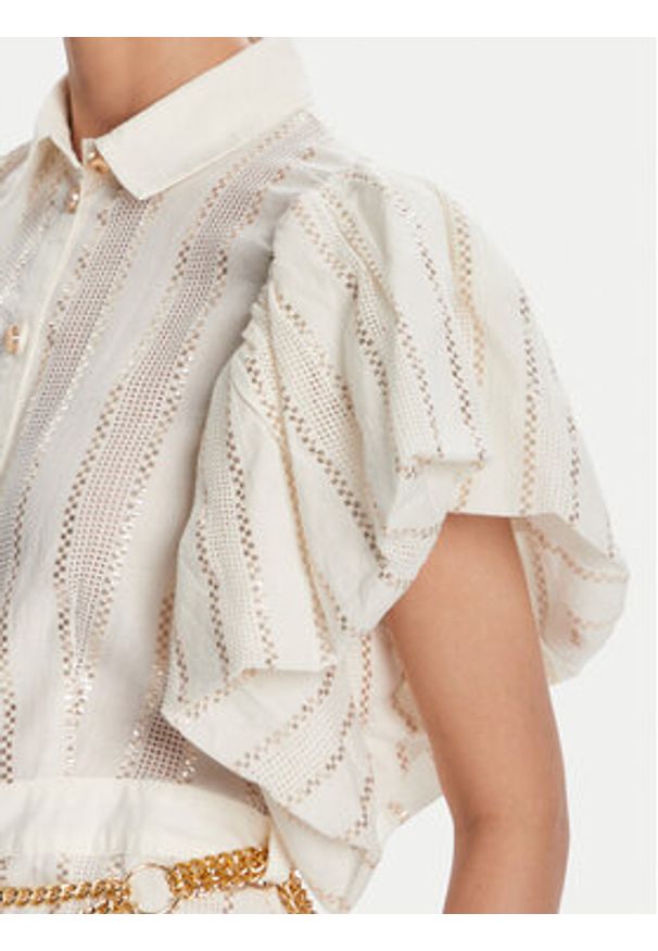 Fracomina Sukienka koszulowa FS25SD3003W403Q7 Biały Regular Fit. Kolor: biały. Materiał: bawełna. Typ sukienki: koszulowe